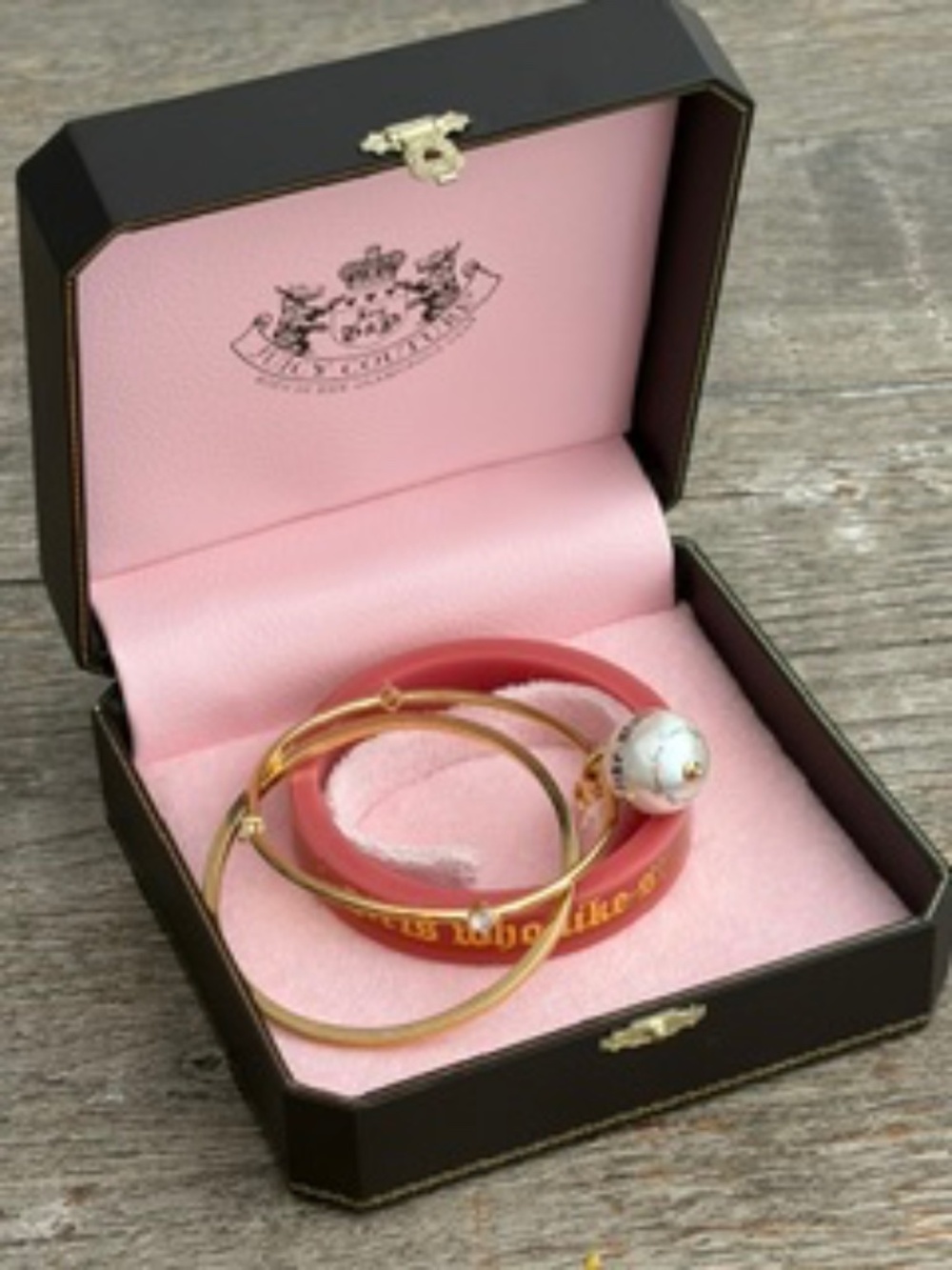 Juicy Couture Vintage Y2K "Nice Girls" Bangle Bracelet Set